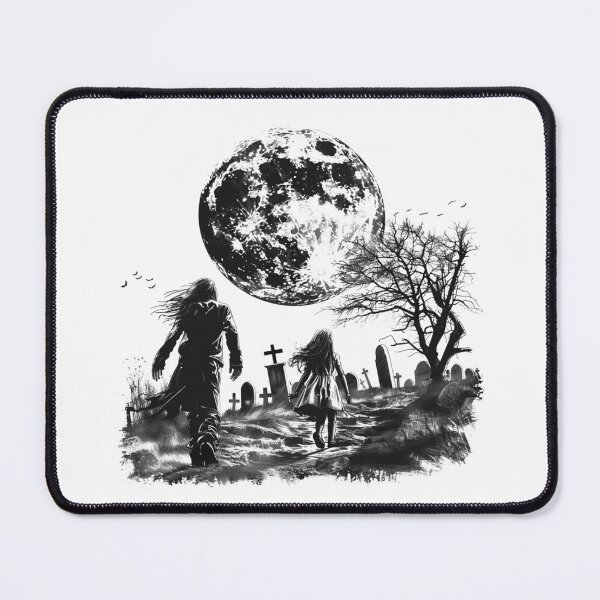Item preview, Graveyard Walk Under Full Moon – Gothic Horror Black and White Art designed and sold by inkoutninja.