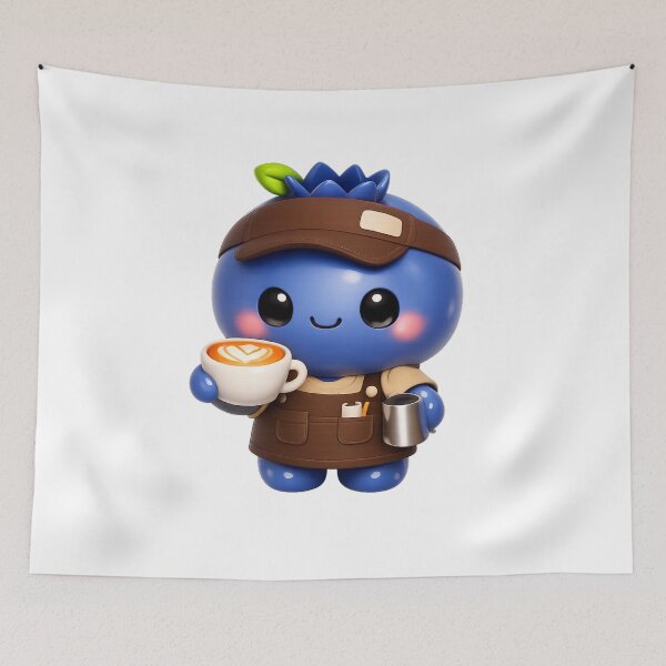 Item preview, Cute Blueberry Barista | Kawaii Coffee Fruit Character designed and sold by Moons Studio.