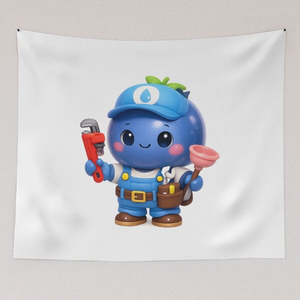 Item preview, Cute Blueberry Plumber | Kawaii Fruit Character Art designed and sold by Moons Studio.