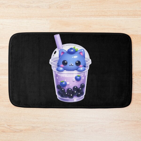 Item preview, Cute Blueberry Cat Bubble Tea | Kawaii Fruit Character designed and sold by Moons Studio.