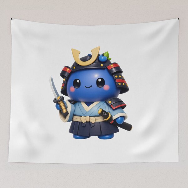 Item preview, Cute Blueberry Samurai | Kawaii Fruit Warrior Character designed and sold by Moons Studio.