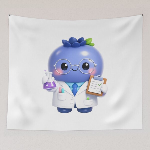 Item preview, Cute Blueberry Lab Buddy Scientist | Kawaii Nerdy Science Fruit Character Art designed and sold by Moons Studio.