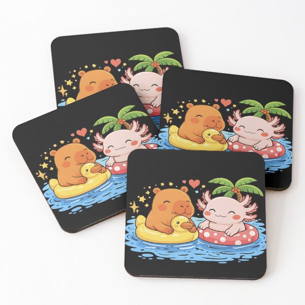 Item preview, Cute Capybara and Axolotl Summer Pool Party - Kawaii Best Friends Design designed and sold by haitrieuic96.