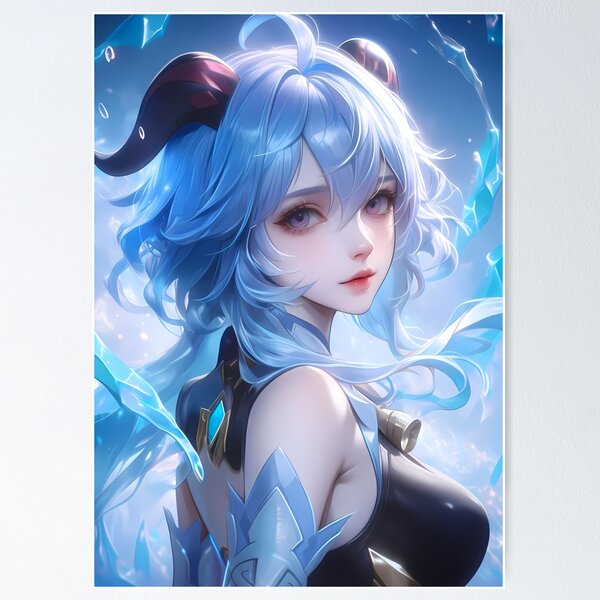 Item preview, Ganyu Genshin Impact Ice Winter Serene Portrait designed and sold by mildaclairmo.