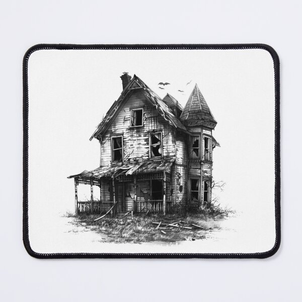 Item preview, Haunted Victorian House – Gothic Horror Black and White Illustration designed and sold by inkoutninja.