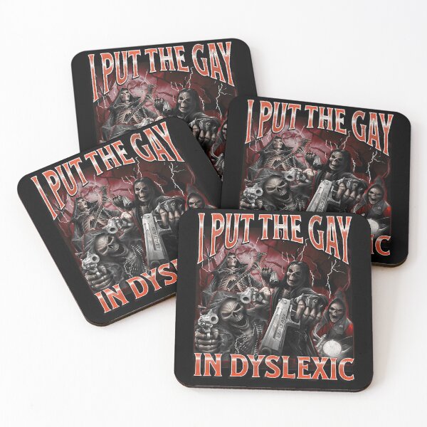 Item preview, I Put The Gay In Dyslexic Funny Hard Skeleton Meme Bootleg T-Shirt designed and sold by VillociShop.