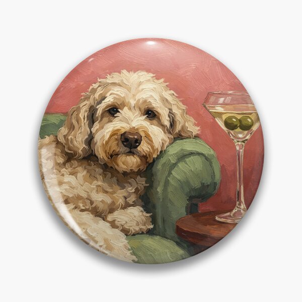 Item preview, Goldendoodle Oil Painting | Elegant Dog Lounge Portrait  designed and sold by PopCultureArtShop.