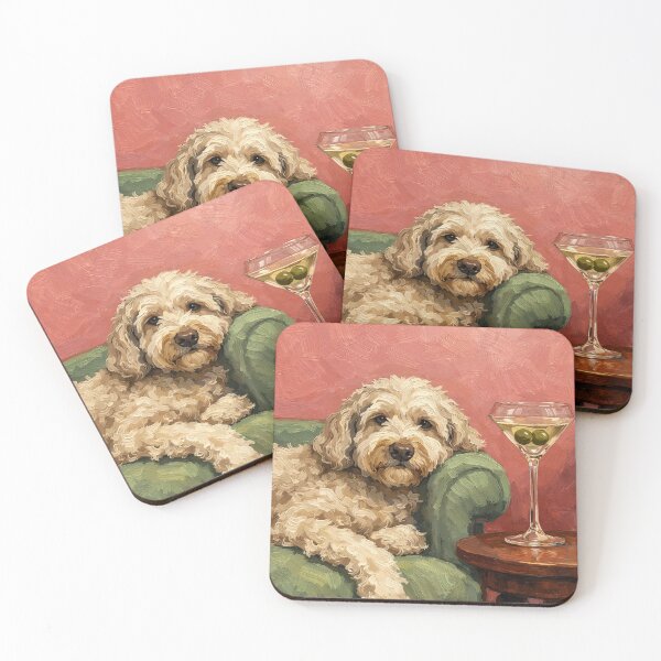 Item preview, Goldendoodle Oil Painting | Elegant Dog Lounge Portrait  designed and sold by PopCultureArtShop.