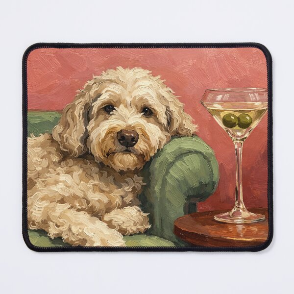 Item preview, Goldendoodle Oil Painting | Elegant Dog Lounge Portrait  designed and sold by PopCultureArtShop.