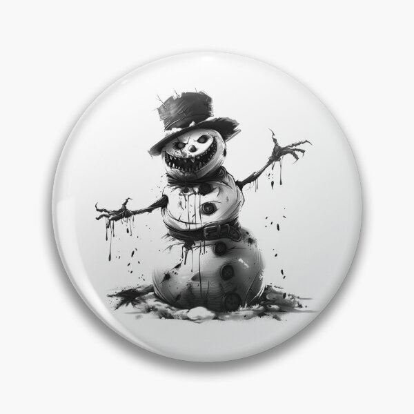 Item preview, Evil Snowman – Creepy Horror Holiday Black and White Illustration designed and sold by inkoutninja.