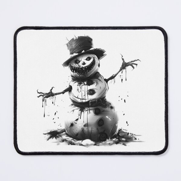 Item preview, Evil Snowman – Creepy Horror Holiday Black and White Illustration designed and sold by inkoutninja.