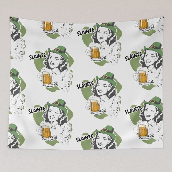 Item preview, Slainte — Vintage Woman with Leprechaun Hat & Beer Mug designed and sold by Nacho Average Designs.