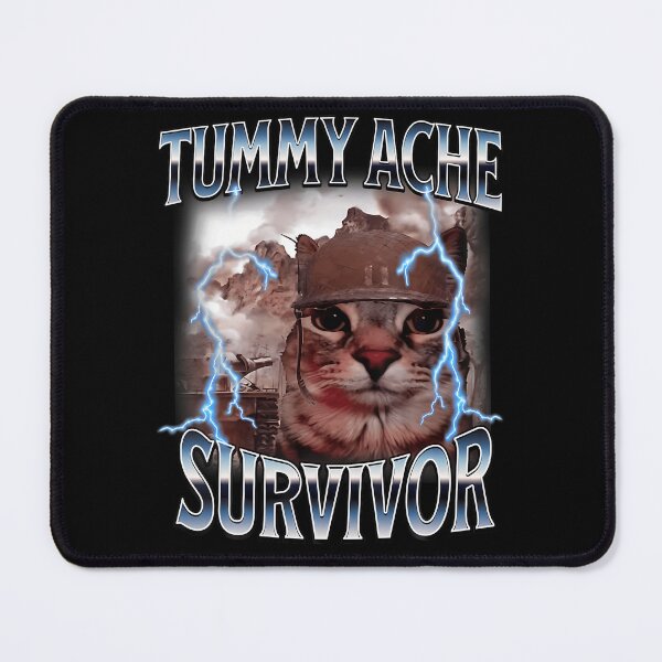 Item preview, I Survived Today's Tummy Ache Survivor Funny Cat Meme T-Shirt designed and sold by VillociShop.