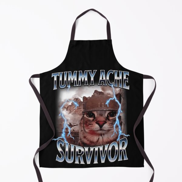 Item preview, I Survived Today's Tummy Ache Survivor Funny Cat Meme T-Shirt designed and sold by VillociShop.