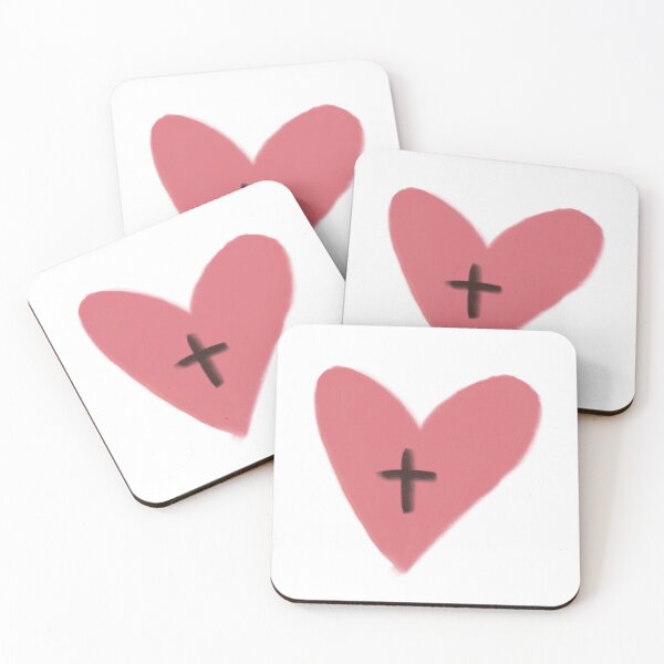 Item preview, Drawn sketch of pink heart with Christian cross designed and sold by SKULLPEACHES.