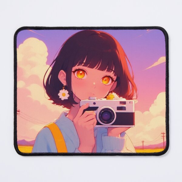 Item preview, Aesthetic Photographer Girl - Sunset Daisy Field Illustration designed and sold by Jimakmo.
