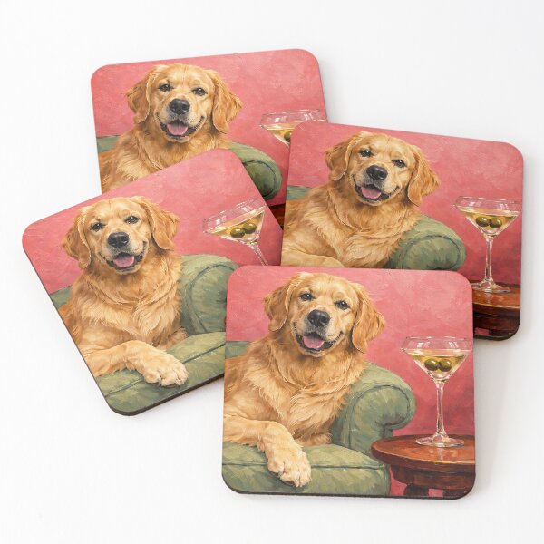 Item preview, Golden Retriever Oil Painting | Elegant Dog Lounge Portrait  designed and sold by PopCultureArtShop.