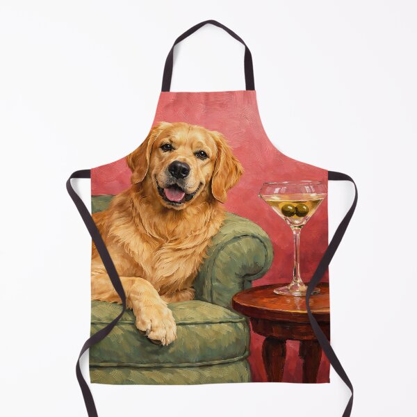 Item preview, Golden Retriever Oil Painting | Elegant Dog Lounge Portrait designed and sold by PopCultureArtShop.