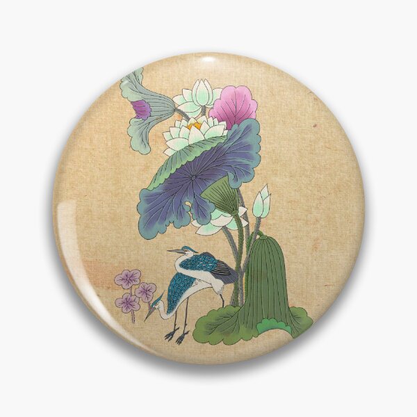 Item preview, Ethereal Reflection: Heron and Blue-Purple Lotus Leaves  designed and sold by QamarART Paintings.
