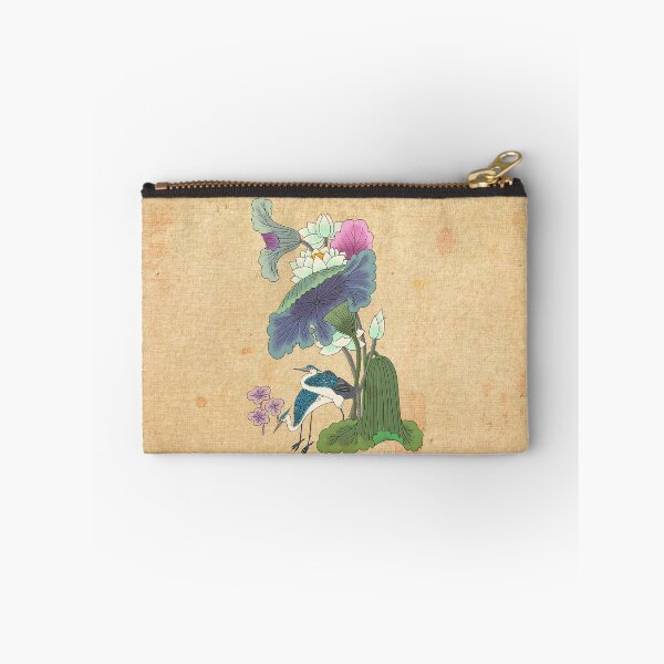 Item preview, Ethereal Reflection: Heron and Blue-Purple Lotus Leaves  designed and sold by QamarART Paintings.