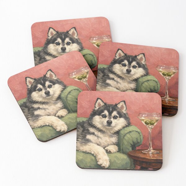 Item preview, Pomsky Oil Painting | Elegant Dog Lounge Portrait  designed and sold by PopCultureArtShop.
