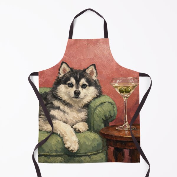 Item preview, Pomsky Oil Painting | Elegant Dog Lounge Portrait  designed and sold by PopCultureArtShop.