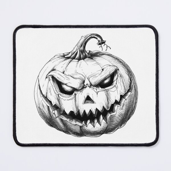 Item preview, Evil Jack-o'-Lantern – Scary Pumpkin Face Black and White Halloween Art designed and sold by inkoutninja.