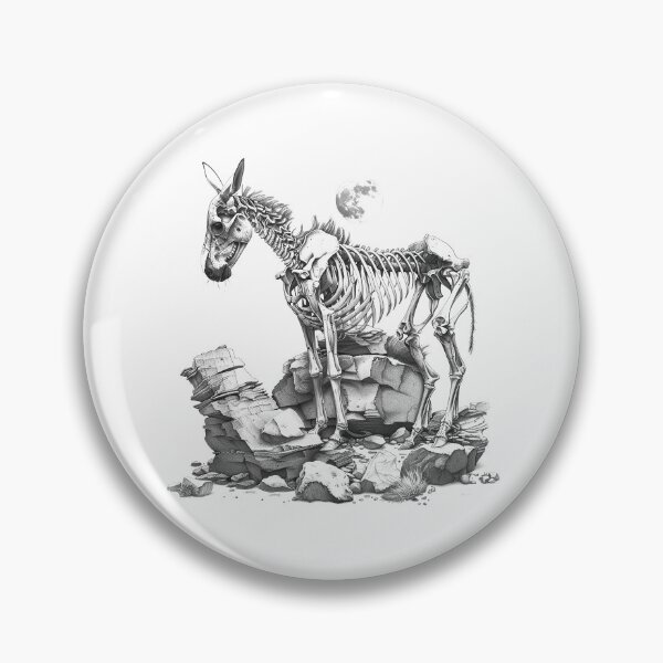 Item preview, Skeleton Horse Under Moon – Gothic Surreal Black and White Illustration designed and sold by inkoutninja.