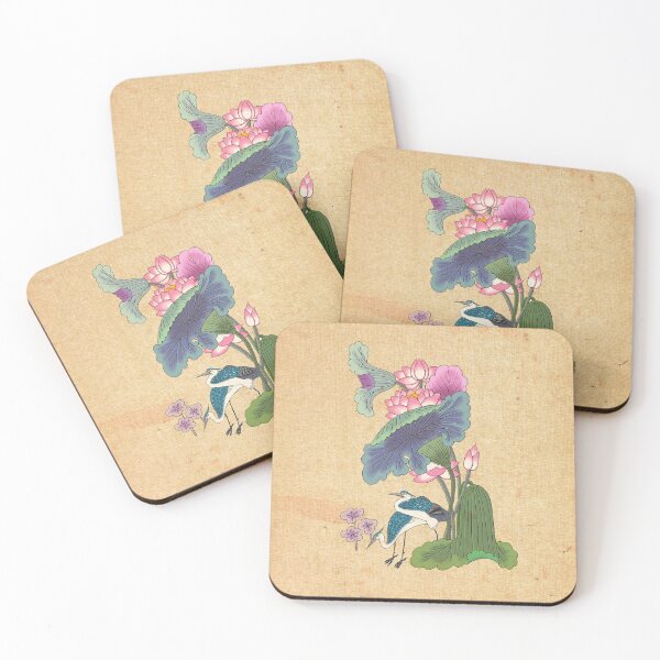 Item preview, Emerald Reflections: Heron with Pink Lotus and Teal Leaves  designed and sold by QamarART Paintings.