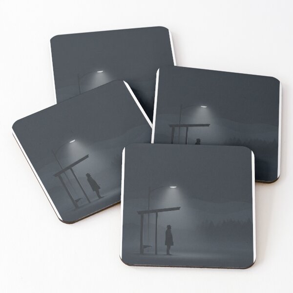 Item preview, Man Waiting Alone at Bus Stop Dark Night Art designed and sold by Swaksh.