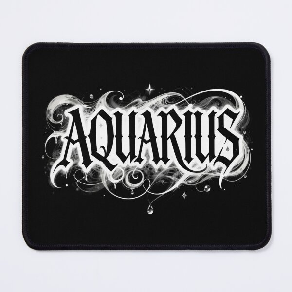 Item preview, Aquarius Gothic Script – White Mystic Typography Tee designed and sold by printedartgoods.