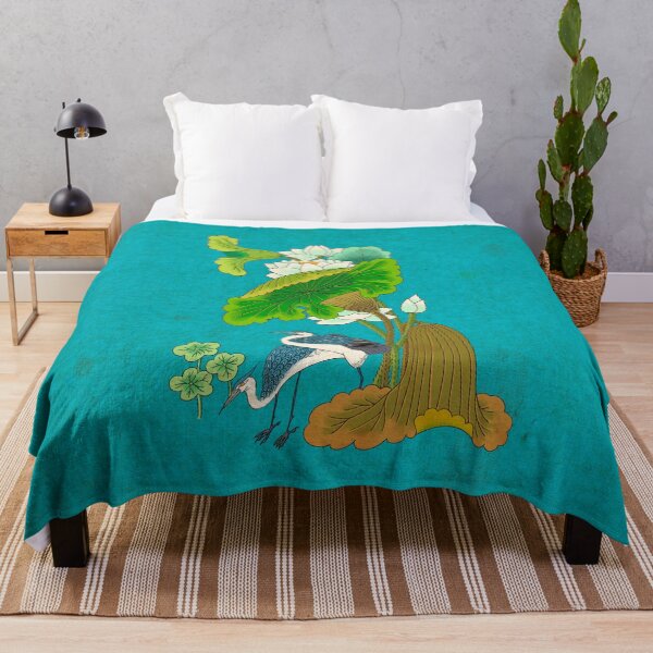 Item preview, Ethereal Purity: White Heron and White Lotus on Turquoise  designed and sold by QamarART Paintings.