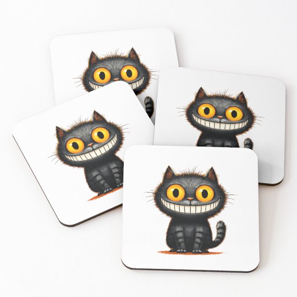 Item preview, Creepy Grinning Black Cat – Cute Spooky Cartoon Cat Illustration designed and sold by Skolyak.