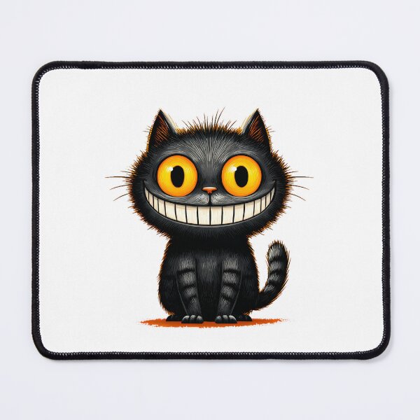 Item preview, Creepy Grinning Black Cat – Cute Spooky Cartoon Cat Illustration designed and sold by Skolyak.