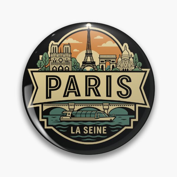 Item preview, Paris Skyline France Vintage Travel Badge designed and sold by Imaginationbeyond.