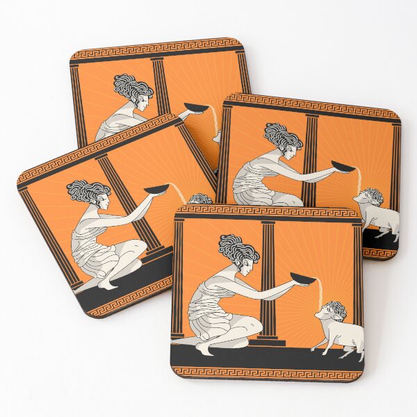 Item preview, circe transforming an argonaut into a pig in greek vase style designed and sold by matintheworld ( delcarmat ).