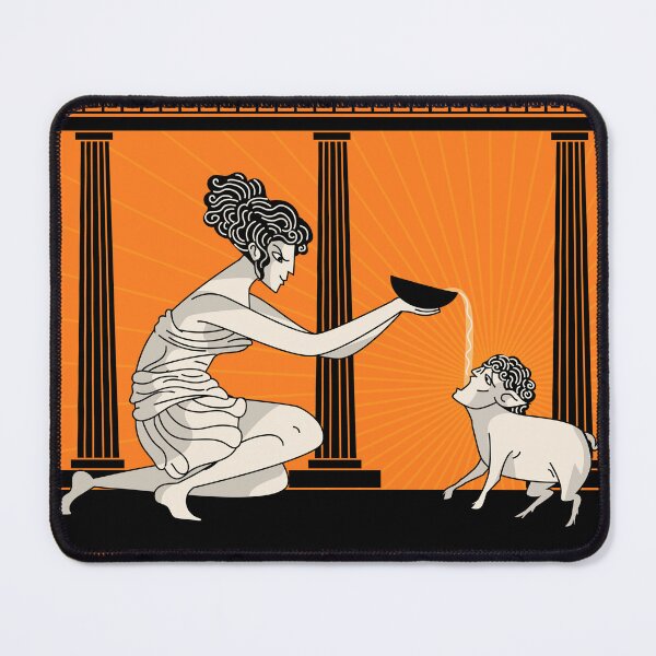Item preview, circe transforming an argonaut into a pig in greek vase style designed and sold by matintheworld ( delcarmat ).