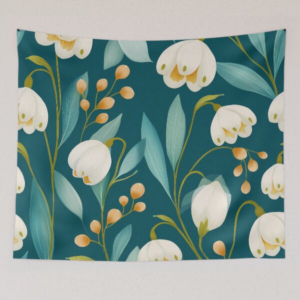 Item preview, Snowdrop Flower Pattern – Delicate Floral Seamless Design designed and sold by BobaBunny76.