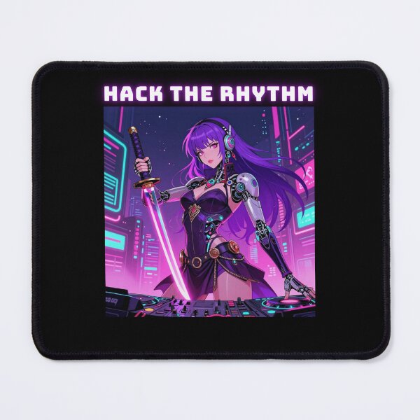 Item preview, Hack the Rhythm - Cyberpunk DJ Waifu Katana Tee designed and sold by StudioAkuma.