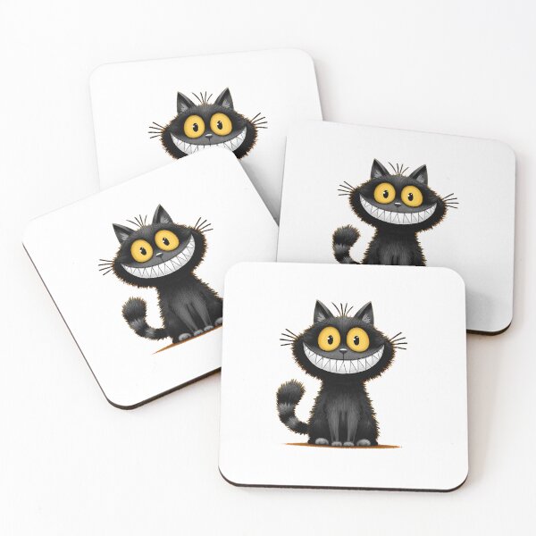 Item preview, Creepy Smiling Black Cat – Cute Spooky Cartoon Cat Art designed and sold by Skolyak.
