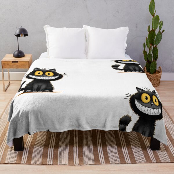 Item preview, Creepy Smiling Black Cat – Cute Spooky Cartoon Cat Art designed and sold by Skolyak.