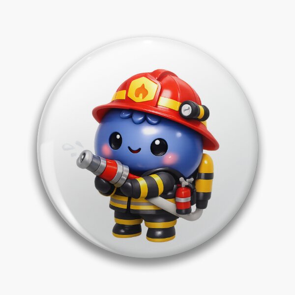 Item preview, Cute Brave Blueberry Firefighter | Kawaii Fruit Character Art designed and sold by Moons Studio.