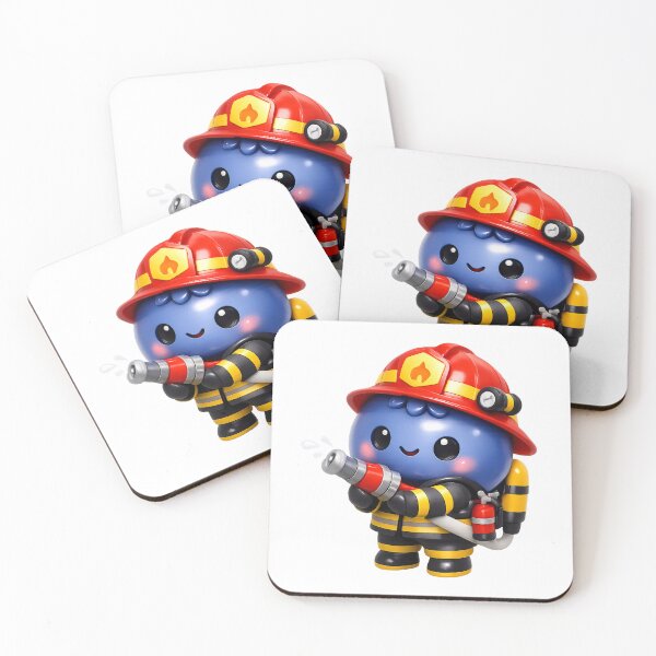 Item preview, Cute Brave Blueberry Firefighter | Kawaii Fruit Character Art designed and sold by Moons Studio.