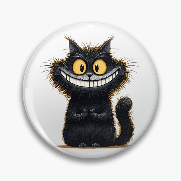 Item preview, Mischievous Grinning Black Cat – Creepy Cute Cartoon Cat Art designed and sold by Skolyak.