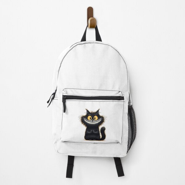 Item preview, Mischievous Grinning Black Cat – Creepy Cute Cartoon Cat Art designed and sold by Skolyak.