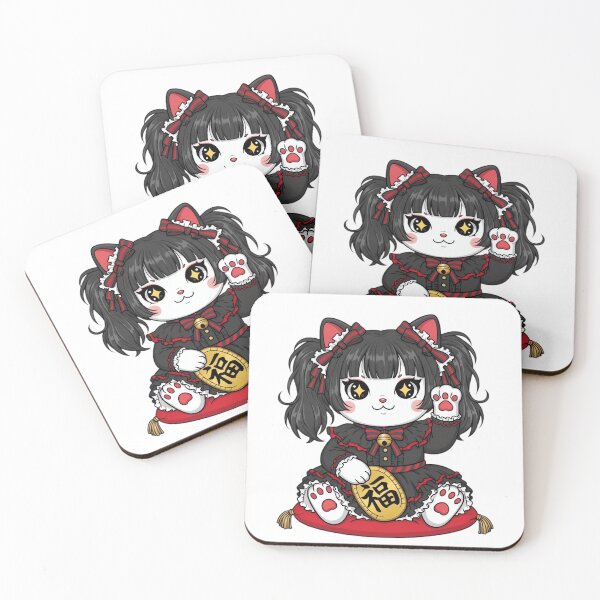 Item preview, Gothic Lucky Cat – Kawaii Maneki Neko in Red Gothic Lolita Style designed and sold by SakuraWaStyle.