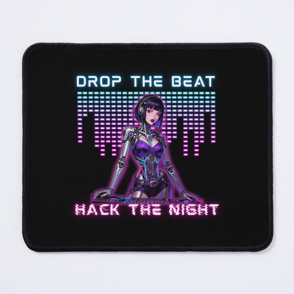 Item preview, Drop The Beat Hack The Night - Cyberpunk DJ Waifu Tee designed and sold by StudioAkuma.