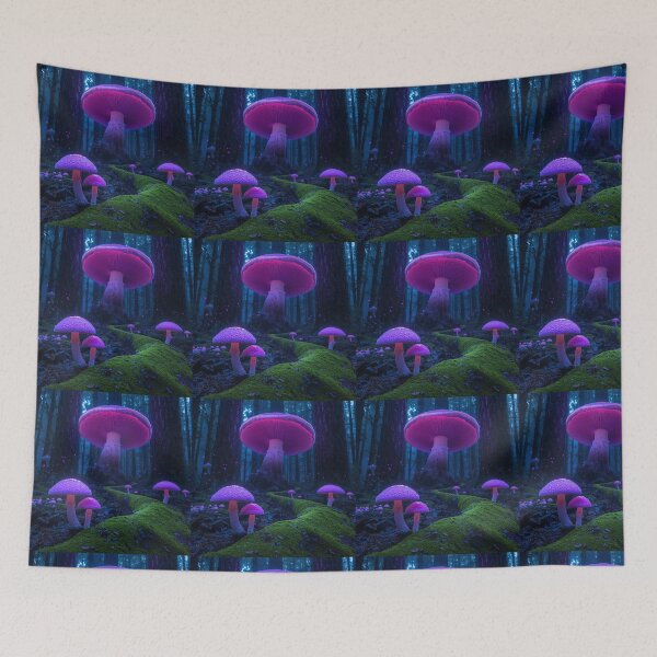 Item preview, Bioluminescent Mushroom Forest designed and sold by PixelVibe782.