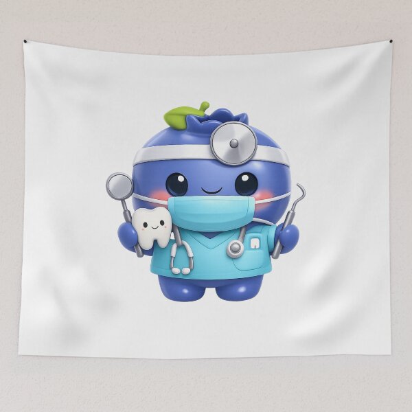 Item preview, Cute Blueberry Dentist | Kawaii Fruit Dental Character Art designed and sold by Moons Studio.