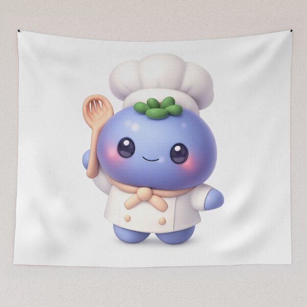 Item preview, Cute Blueberry Chef | Kawaii Fruit Character Art designed and sold by Moons Studio.